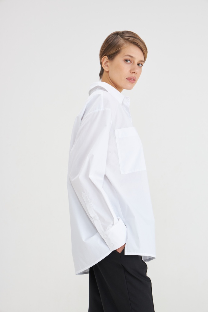 INSPIRE Рубашка удлиненная с карманом (белый)