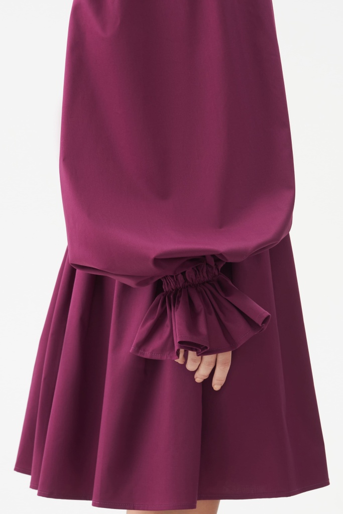 INSPIRE Платье из хлопка с рукавами-буфами (ягодный)