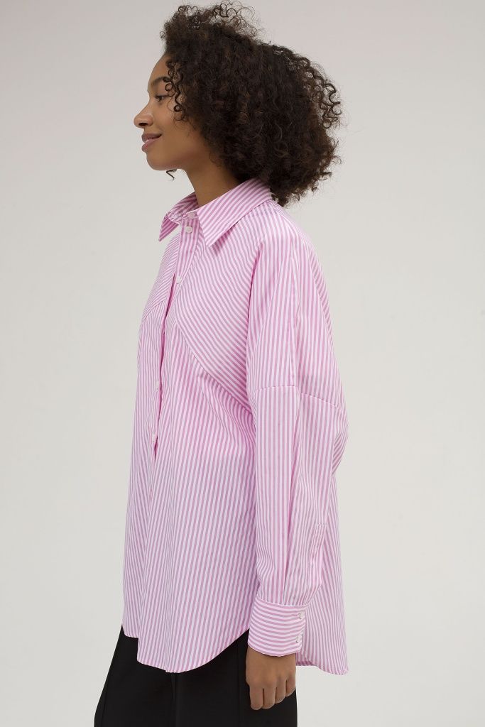 INSPIRE Рубашка с фигурной кокеткой в полоску (розовый)
