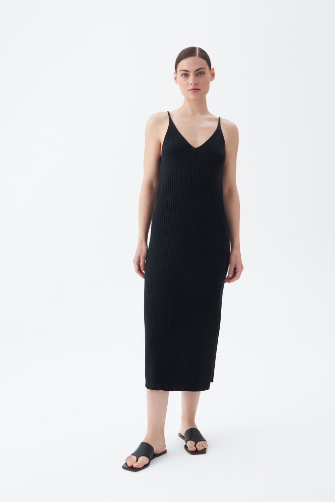 INSPIRE Платье-миди вязаное из хлопка (черный)
