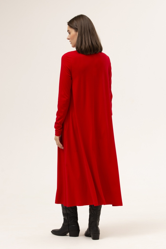 INSPIRE Платье-миди А-силуэта с длинным рукавом (красный)