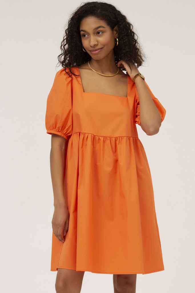 INSPIRE Платье объемное с рукавами (оранжевый)