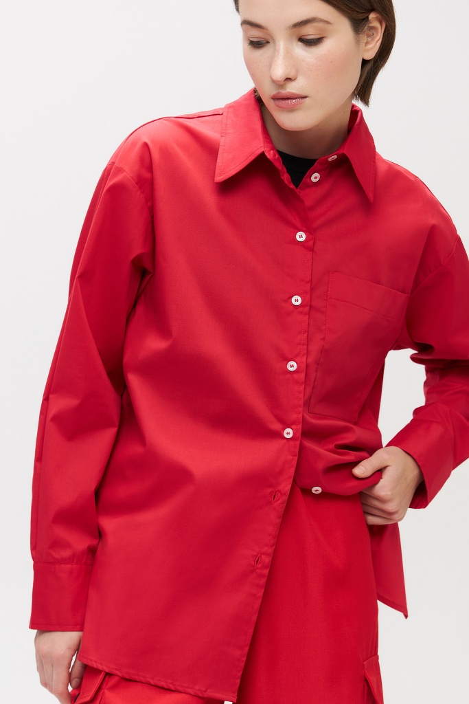 INSPIRE Рубашка удлиненная с карманом (красный)