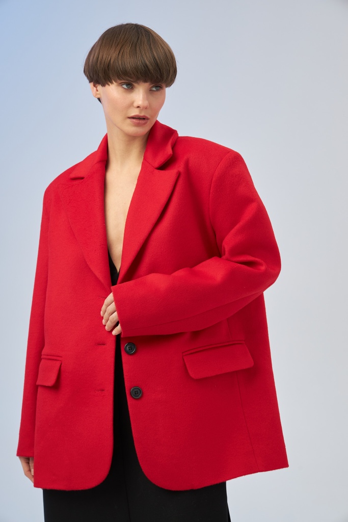 INSPIRE Пальто укороченное прямого кроя (красный)