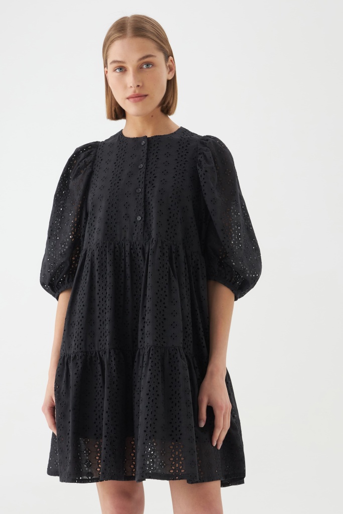 INSPIRE Платье из ажурной ткани с воланами (черный)