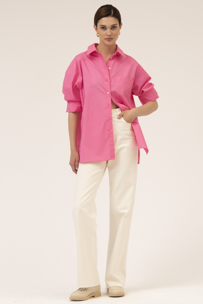 INSPIRE Рубашка удлиненная с карманом (розовый)
