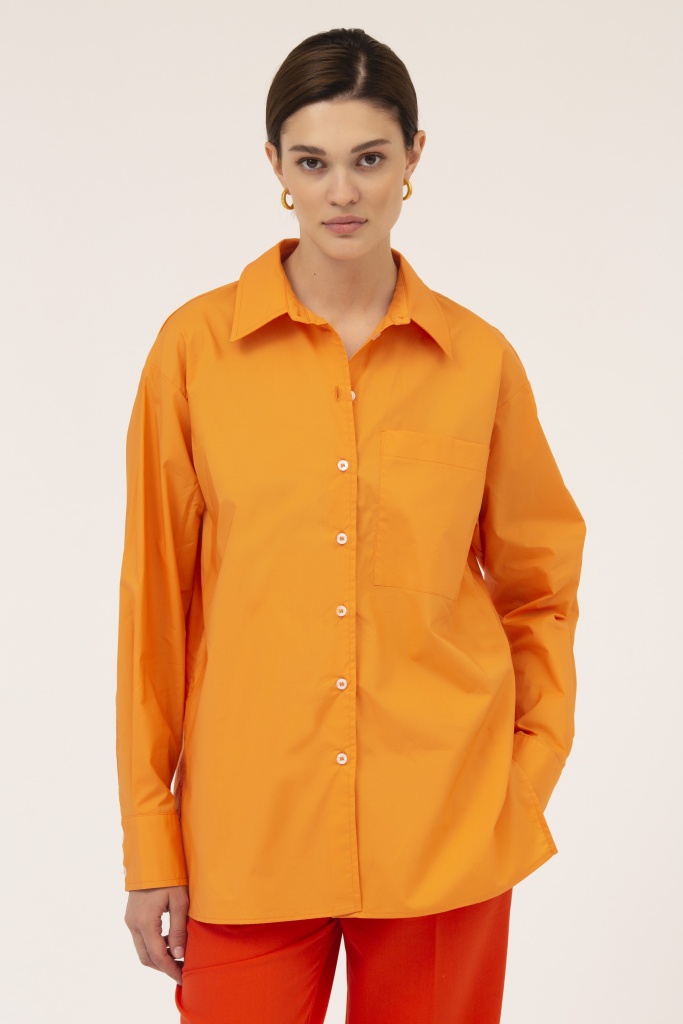 INSPIRE Рубашка удлиненная с карманом (оранжевый)