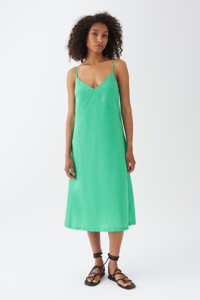 INSPIRE Платье-комбинация изо льна (зеленый)