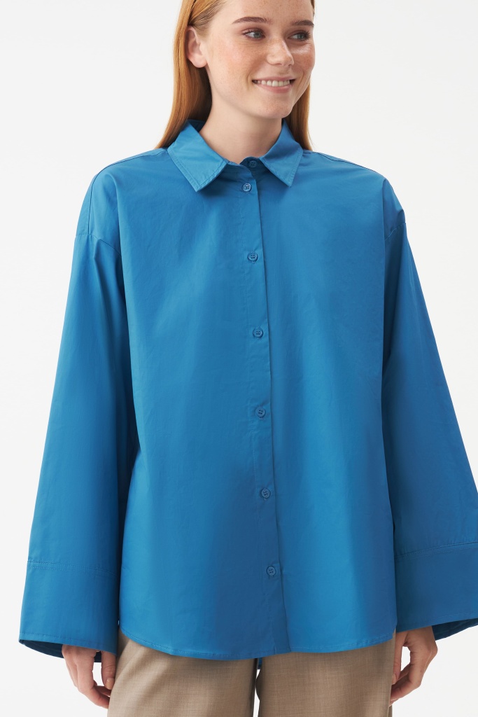 INSPIRE Рубашка базовая со свободным рукавом (синий)