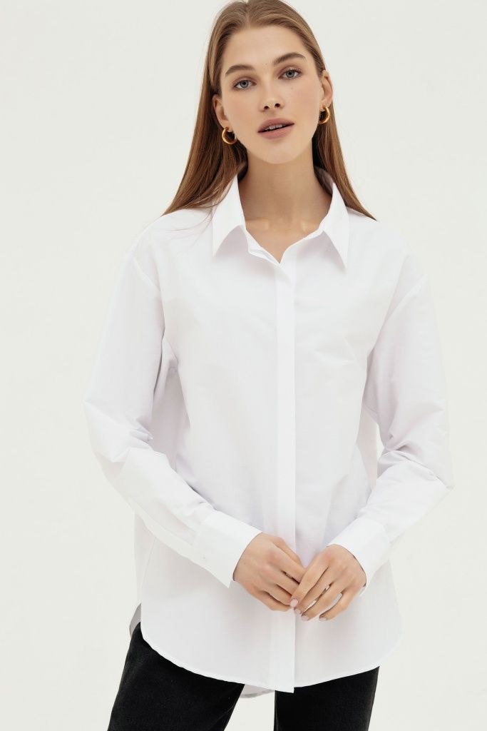 INSPIRE Рубашка удлиненная из поплина (белый)