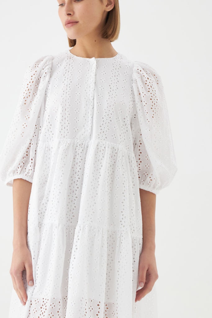 INSPIRE Платье из ажурной ткани с воланами (белый)