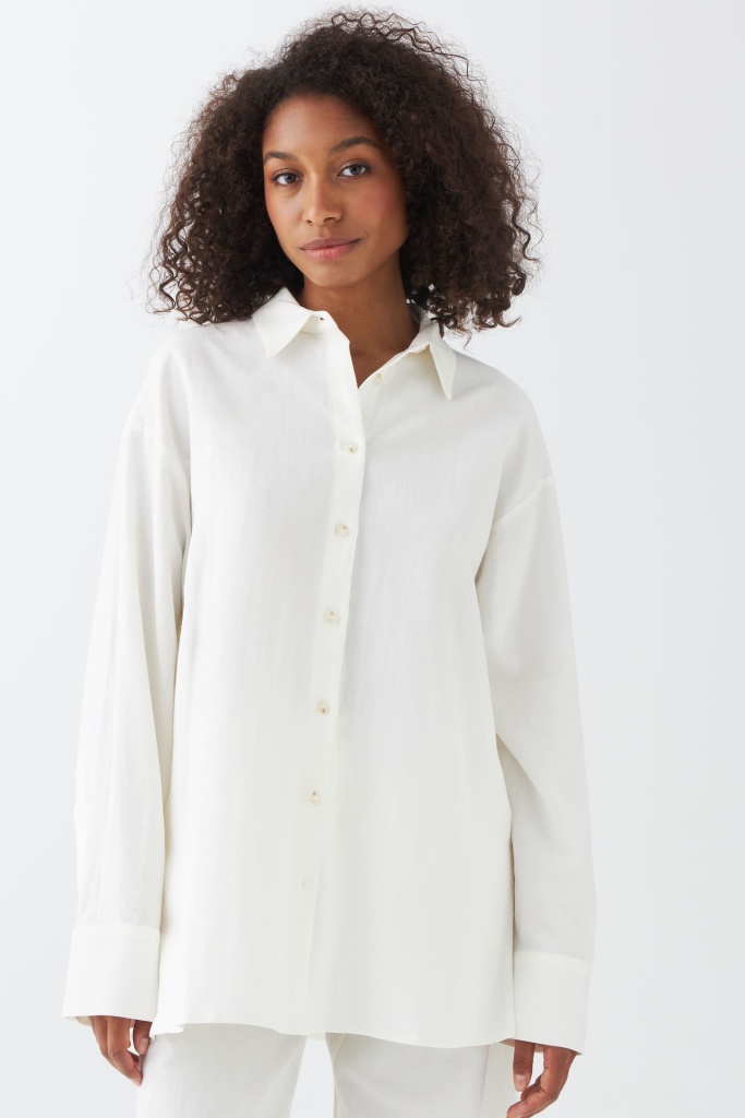 INSPIRE Рубашка льняная оверсайз (белый)