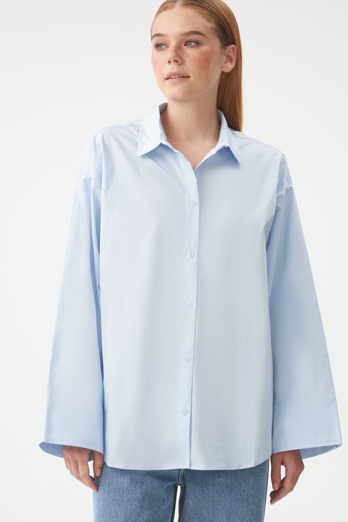 INSPIRE Рубашка базовая со свободным рукавом (голубой)