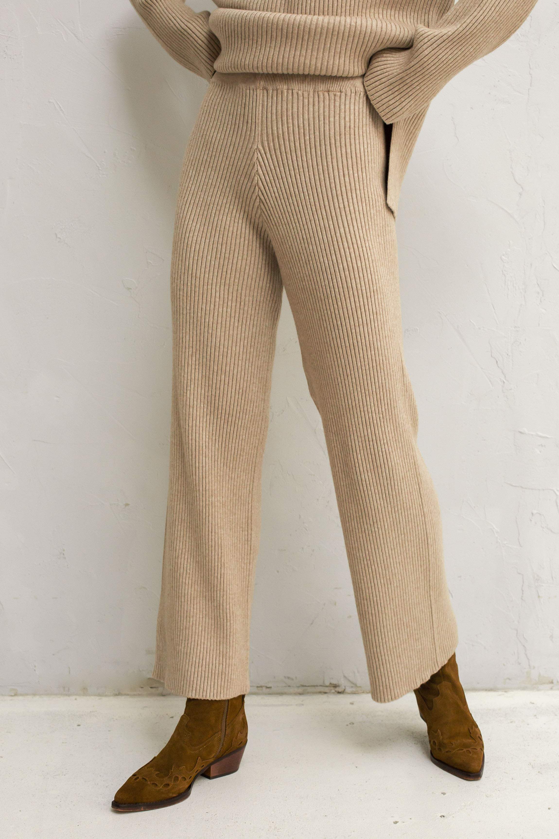 Костюм свитер удлиненный+брюки (бежевый)