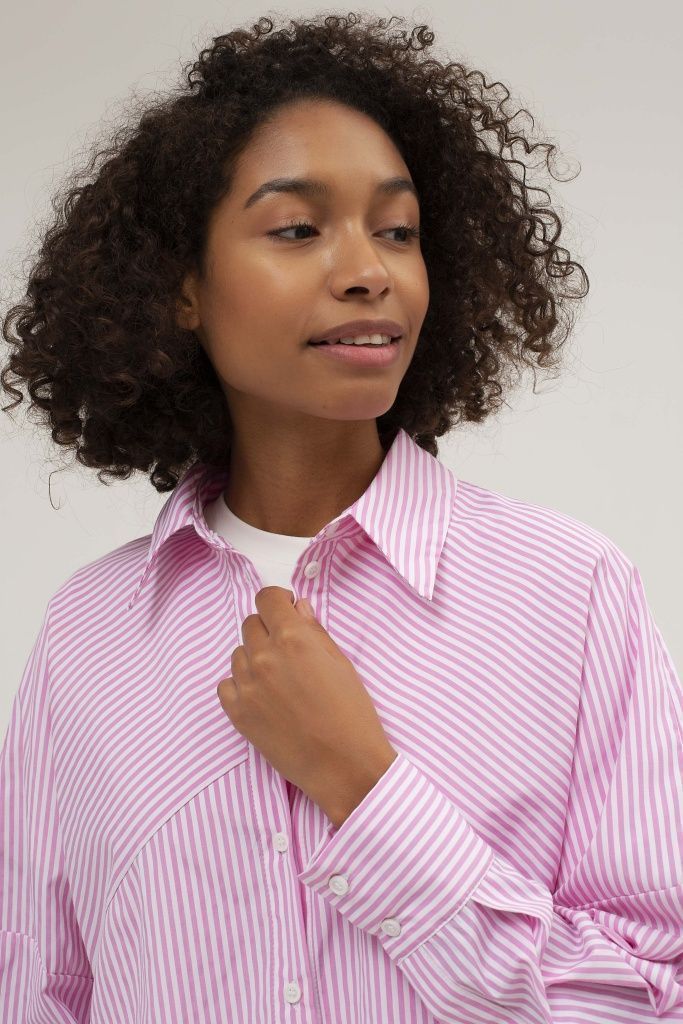 INSPIRE Рубашка с фигурной кокеткой в полоску (розовый)