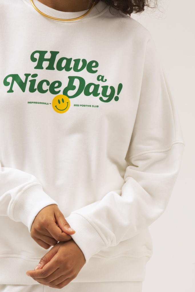 INSPIRE Свитшот с принтом "Have a nice day" (молочный)