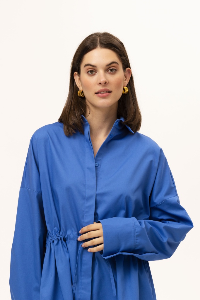 INSPIRE Платье-рубашка мини на кулиске (синий)