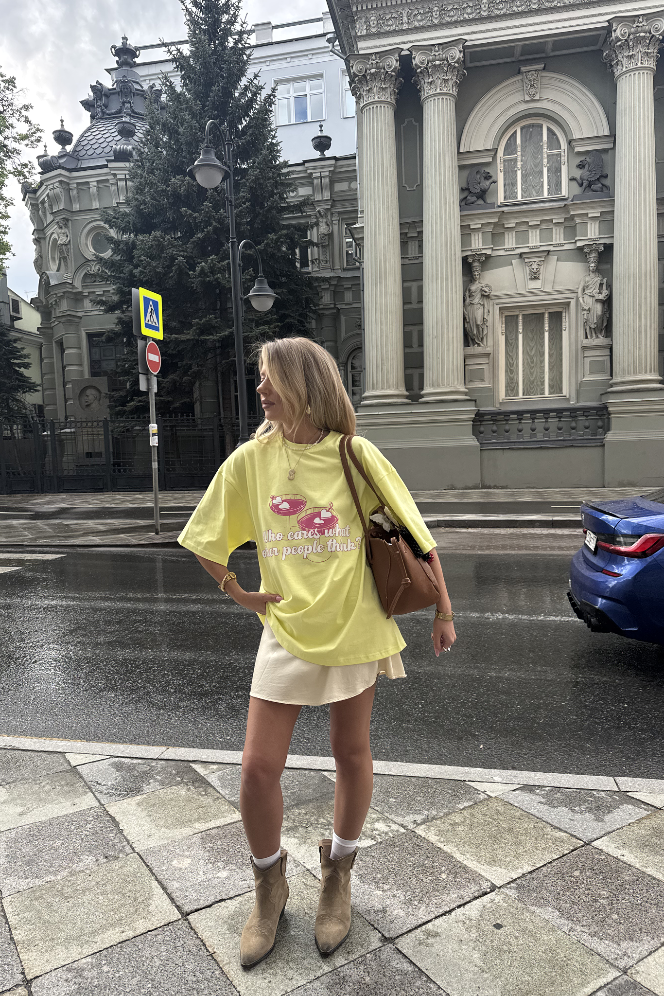 Футболка из хлопка "Не важно, что думают другие" (желтый)