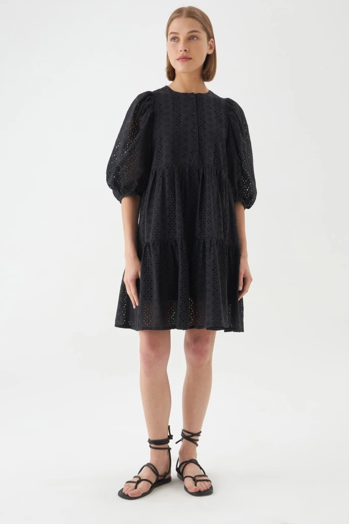 INSPIRE Платье из ажурной ткани с воланами (черный)