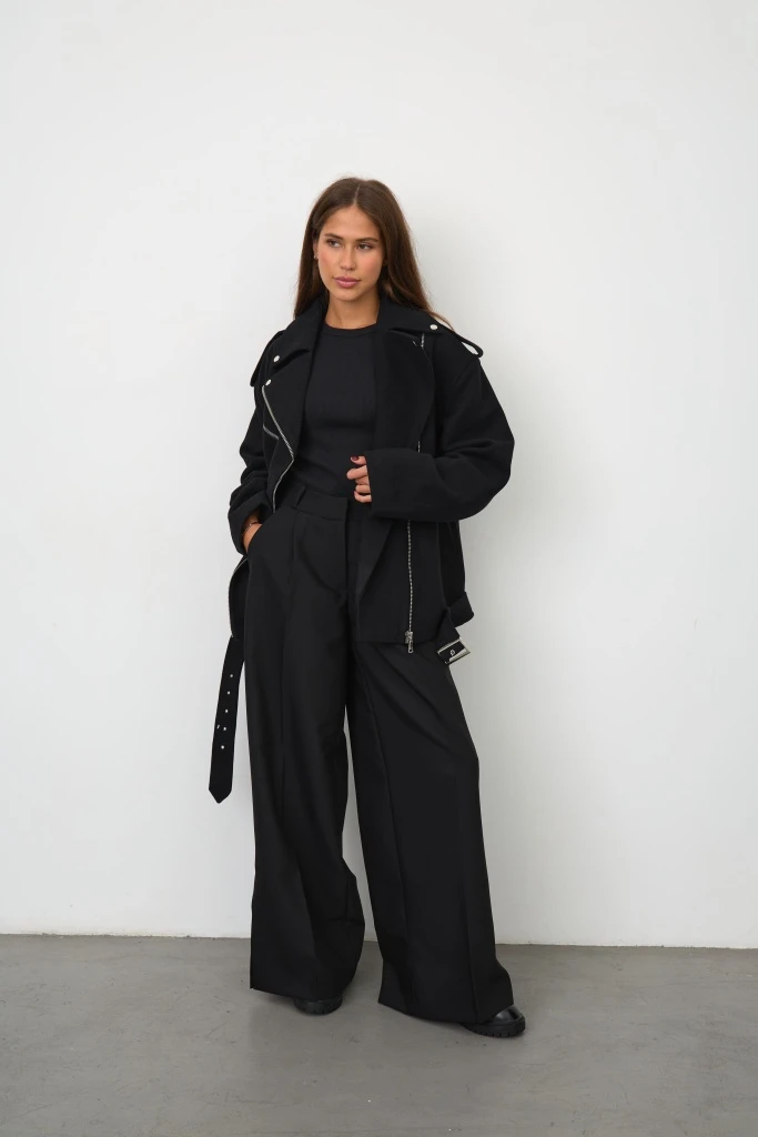 INSPIRE Куртка-косуха из пальтовой ткани (черный)