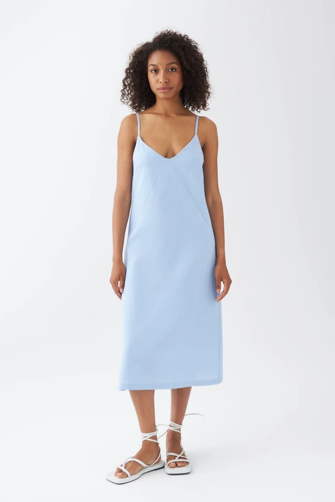 INSPIRE Платье-комбинация изо льна (голубой)