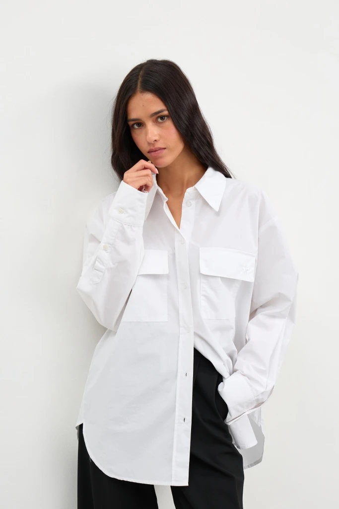 INSPIRE Рубашка оверсайз с накладными карманами (белый)