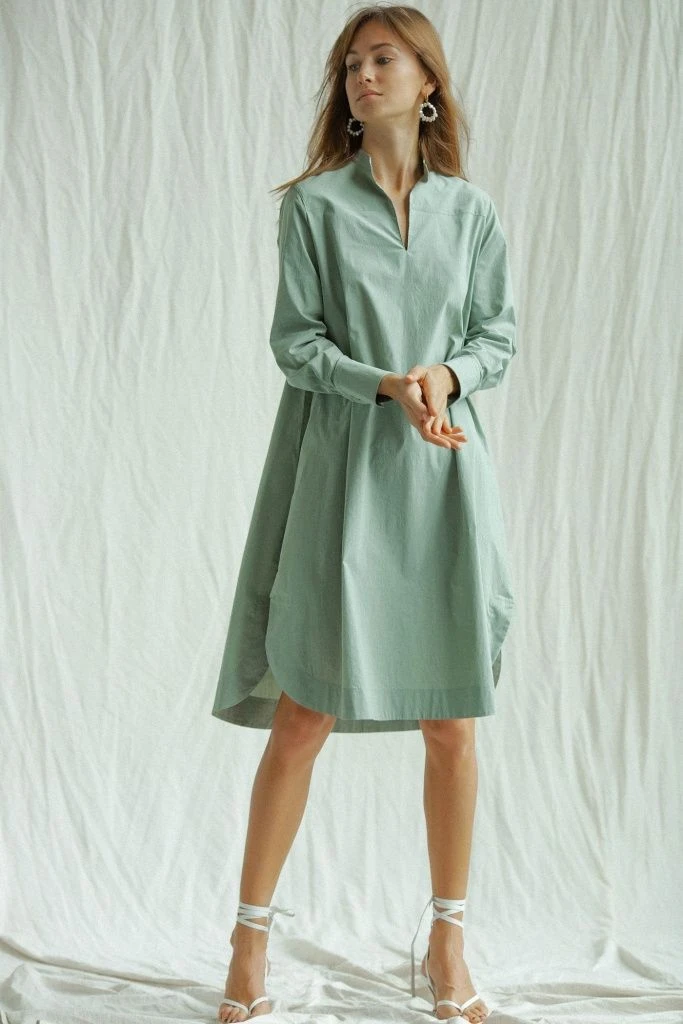 INSPIRE Платье-рубашка с V-вырезом (зеленый)