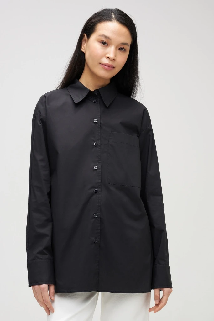 INSPIRE Рубашка удлиненная с карманом (черный)